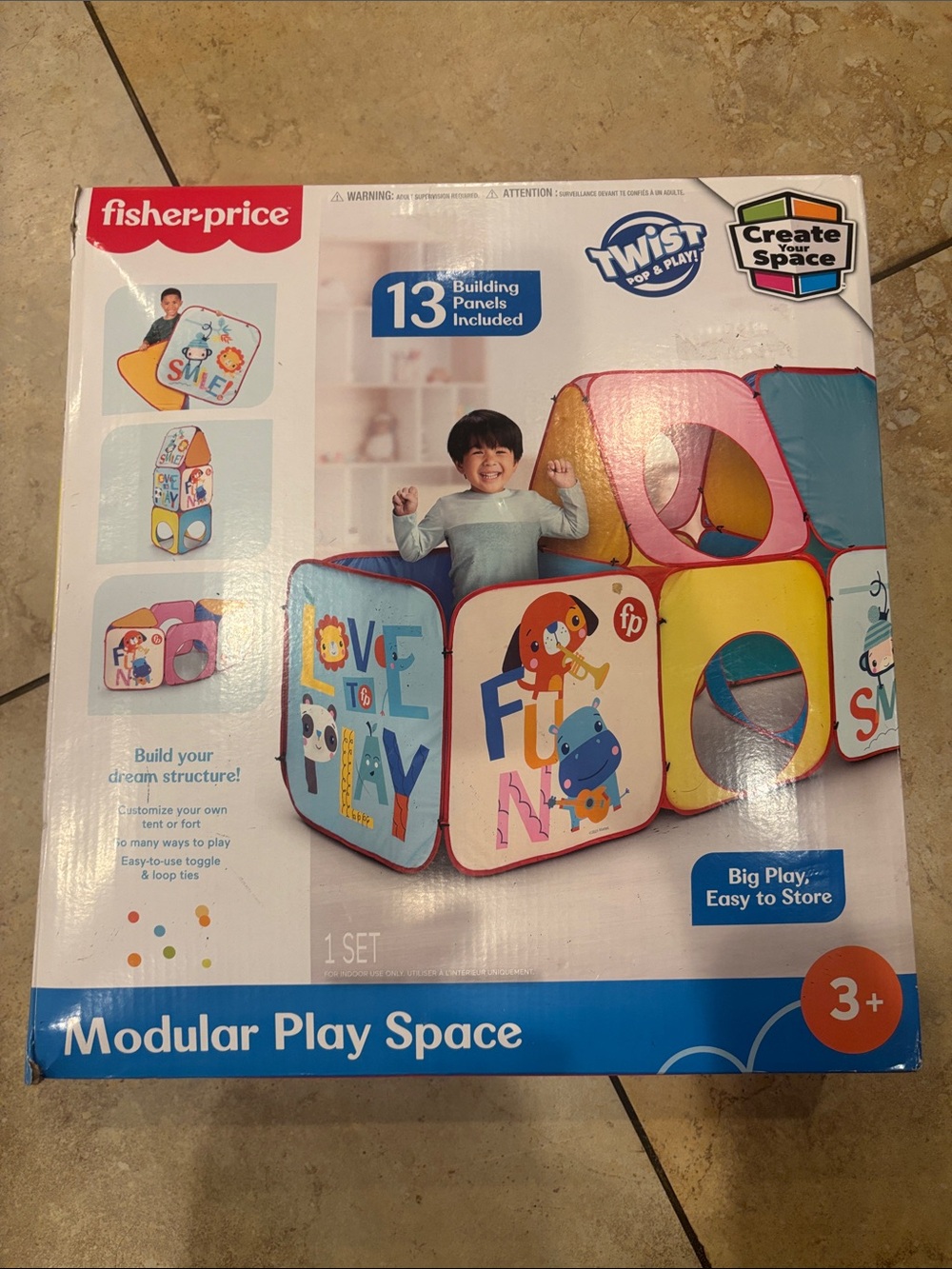 Fisher-Price Modular Play Space - Pink, Yellow, Blue for 3+ Years and up.
